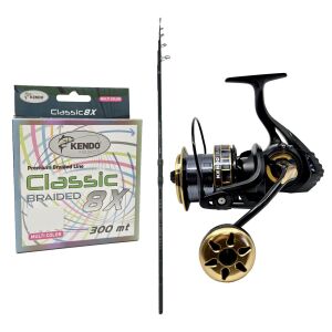 YekOutdoor Profesyonel Olta Seti Okuma Ceymar Tele surf 4.30M Surf Kamışı&Kendo Black Bass GP10000 5+1BB Olta Makinesi