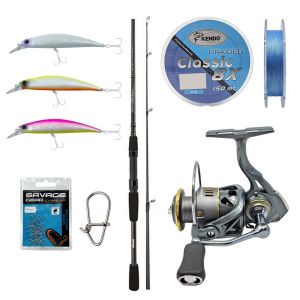 Yek Outdoor Spin Olta Seti Okuma Wave Power 2,44 cm 15-40 gr Spin Kamışı&Kendo Suro GR4000 5+1BB Olta Makinesi