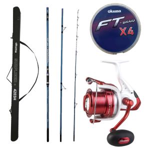 YekOutdoor Profesyonel Olta Seti Okuma Surfliner+ Surf 420cm 100-250gr 3 Parça Olta Kamışı&Okuma Wave X-6000 3+1BB Olta Makinesi