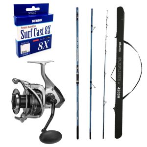 YekOutdoor Profesyonel Olta Seti Okuma Surfliner+ Surf 420cm 100-250gr 3 Parça Olta Kamışı&Okuma Tomcat TMC-6000 Olta Makinesi