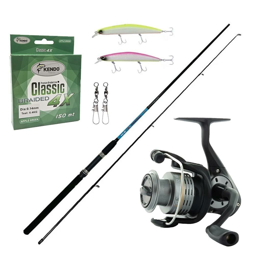 YekOutdoor Hazır Spin Olta Seti Okuma G-Power Spin 9' 270cm 7-35 gr 2 Parça Spin Kamışı&Okuma Revenger RV-40 FD Olta Makinesi