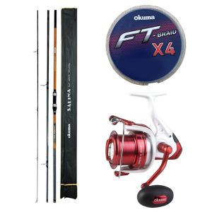 YekOutdoor Profesyonel Olta Seti Okuma Salina Surf 14' 420 cm 3 Parça Surf Kamışı&Okuma Wave X-6000 3+1BB Olta Makinesi