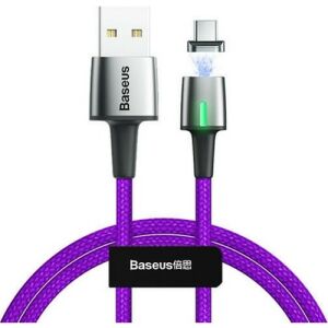 Baseus CATXC-B05 Zinc Magnetic USB Kablo Şarj USB Type-C Başlık 2.0A 2 m - Mor