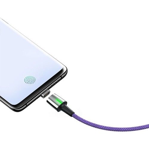 Baseus CATXC-B05 Zinc Magnetic USB Kablo Şarj USB Type-C Başlık 2.0A 2 m - Mor