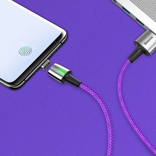 Baseus CATXC-B05 Zinc Magnetic USB Kablo Şarj USB Type-C Başlık 2.0A 2 m - Mor
