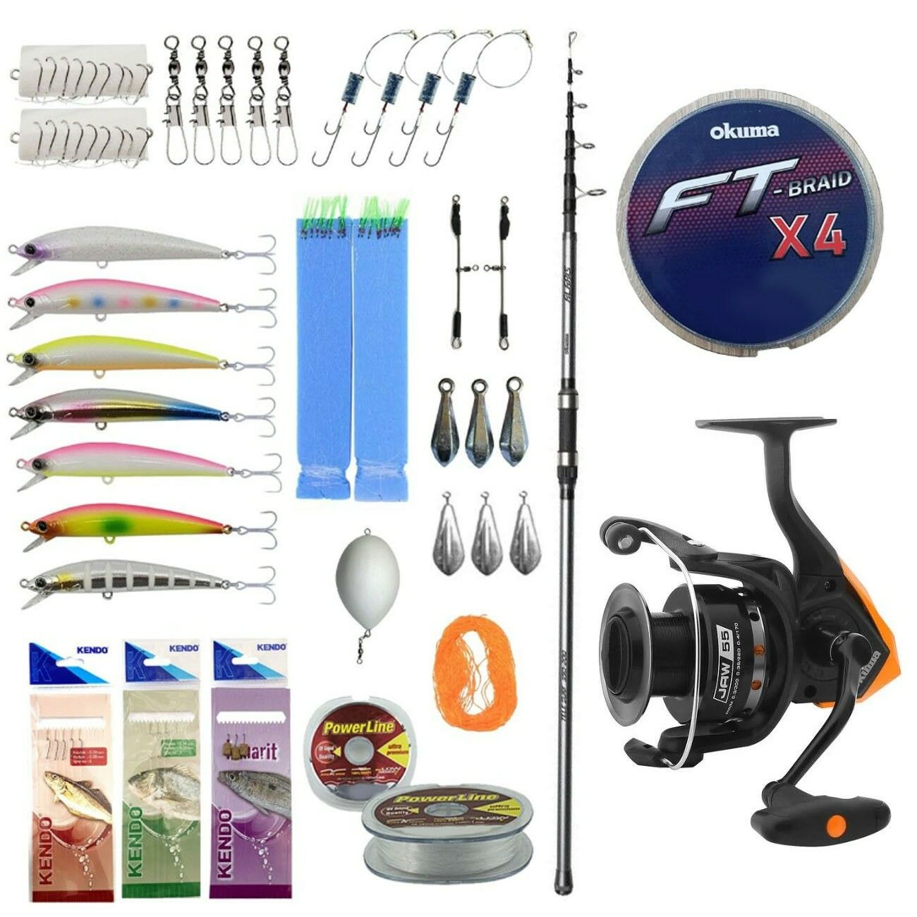 YekOutdoor Surf Olta Seti Okuma Alaris Tele Surf 420 cm 100-200 gr Surf Kamışı&Okuma JAW-65 3+1BB Olta Makinesi