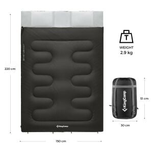 Kingcamp Oxygen 250-D Çift Kişilik Yastıklı Uyku Tulumu Black