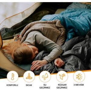 Kingcamp Oxygen 250-D Çift Kişilik Yastıklı Uyku Tulumu Black