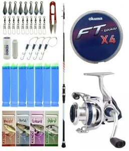 Yek Outdoor Tekne Olta Seti Shimano Kamış Vengeance AX Boat Tele 1,80m 150g 3pc&Okuma ARIA-6000a Olta Makinesi