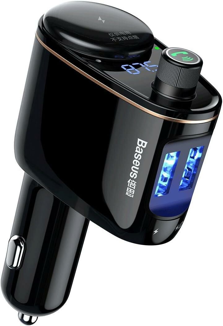 Kutu Hasarlı *Baseus Locomotive Hızlı Araç Şarjı, 3.4 A, Bluetooth 4.2, USB Giriş Sayısı: 2, USB Type A, Dijital Gösterge/Ekran, LED Işıklı (Siyah)