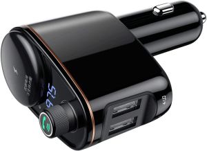 Kutu Hasarlı *Baseus Locomotive Hızlı Araç Şarjı, 3.4 A, Bluetooth 4.2, USB Giriş Sayısı: 2, USB Type A, Dijital Gösterge/Ekran, LED Işıklı (Siyah)