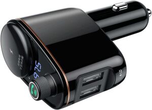 Kutu Hasarlı *Baseus Locomotive Hızlı Araç Şarjı, 3.4 A, Bluetooth 4.2, USB Giriş Sayısı: 2, USB Type A, Dijital Gösterge/Ekran, LED Işıklı (Siyah)