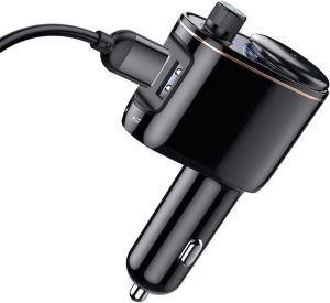 Kutu Hasarlı *Baseus Locomotive Hızlı Araç Şarjı, 3.4 A, Bluetooth 4.2, USB Giriş Sayısı: 2, USB Type A, Dijital Gösterge/Ekran, LED Işıklı (Siyah)