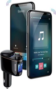 Kutu Hasarlı *Baseus Locomotive Hızlı Araç Şarjı, 3.4 A, Bluetooth 4.2, USB Giriş Sayısı: 2, USB Type A, Dijital Gösterge/Ekran, LED Işıklı (Siyah)