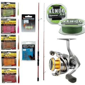 YekOutdoor Silikonlu LRF Seti Okuma Red Spin 7'0'' 2.12 cm 1-12 gr 2 Parça&Okuma Avenger Av-2500 (5,0,1) 6+1bb Olta Makinesi