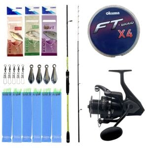 Yek Outdoor Hazır Tekne Oltası Seti Okuma Orata Tekne Kamışı 202cm 150-200gr 2 Parça Olta Kamışı&Okuma Wave Power WP-6000A1 Olta Makinesi