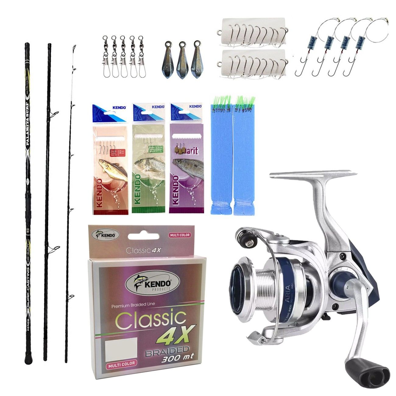 Yek Outdoor Hazır Olta Seti Kendo Palamita Surf 420cm 250gr 3 Parça Olta Kamışı&Okuma ARIA-5000a Olta Makinesi
