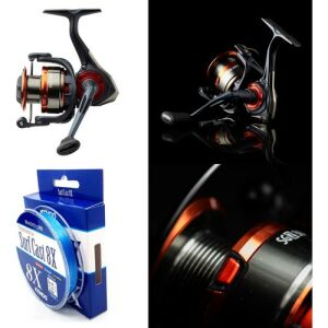 Savage Gear At-Çek Spin Seti Sgs2 All-Around 9'/2.74M 7-35 gr 2 Parça Kılıflı Kamış - Savage Gear Sg2 4000 Fd 5+1bb Olta Makinesi - Kendo Surf Cast 8x Fighting 300 mt Örgü Ip ( Ice Blue)