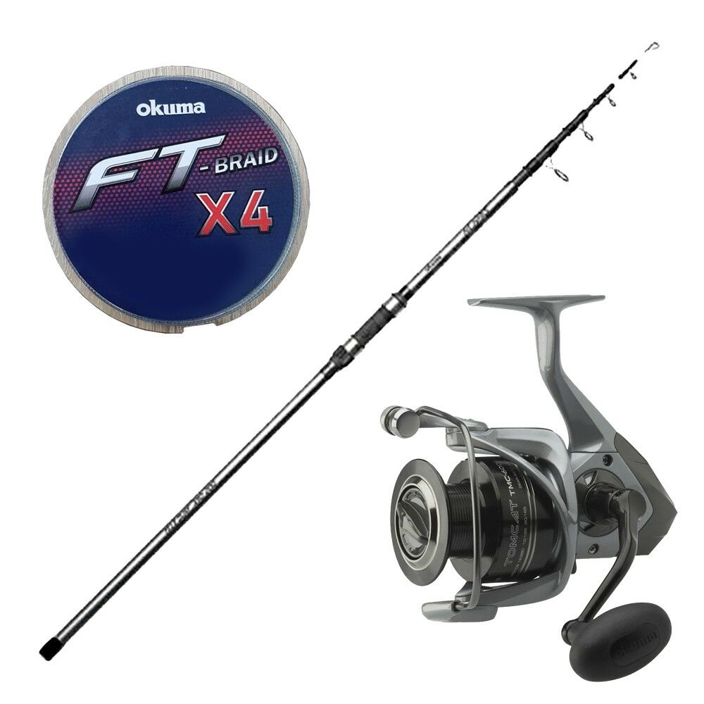 YekOutdoor Surf Oltası Seti Okuma Alaris Tele Surf 390 cm 100-200 gr Surf Kamışı&Okuma Tomcat TMC-8000 (4.8:1) 6+1bb Olta Makinesi