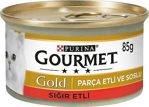 Gourmet Gold Sığır Etli Yetişkin Kedi Konservesi Parça Etli Soslu