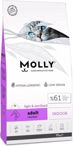 Molly Düşük Tahıllı Hipoalerjenik Tavuklu Kısırlaştırılmış  Yetişkin Kedi Maması 15 Kg