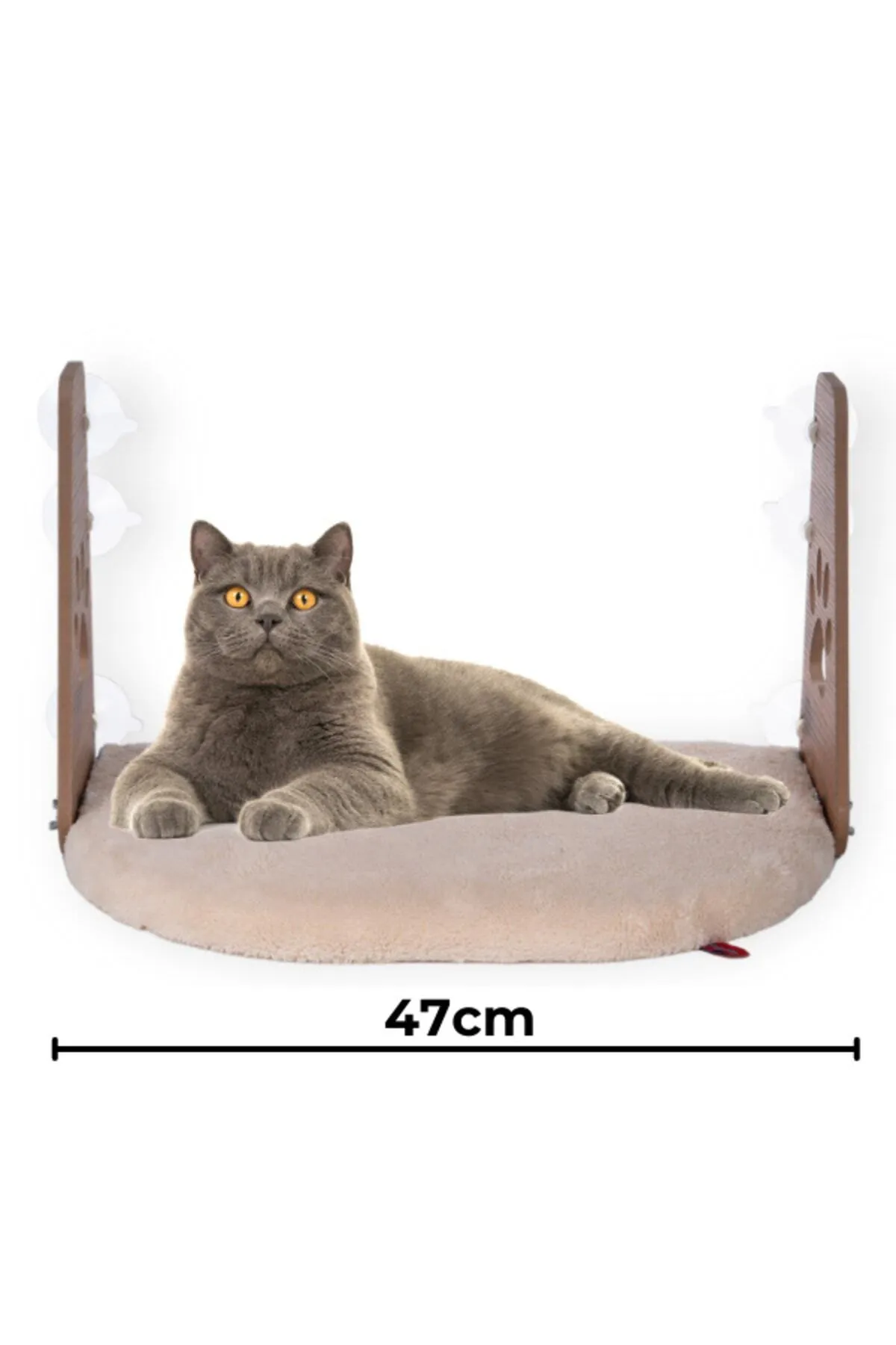 Pugalo Cam Yatağı Vantuzlu Kedi Cam Yatağı Vantuzlu Yatak Krem