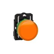 XB5AVB5 pilot light, Harmony XB5, grey plastic, orange, 22mm, universal LED, plain lens, 24V AC DC