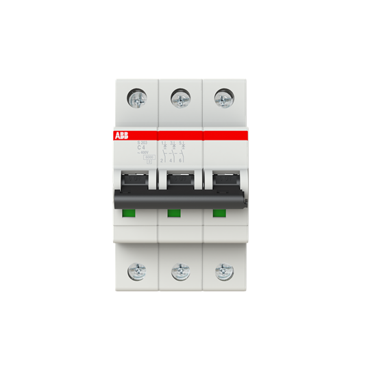 ABB 2CDS253001R0044 S203-C4 Miniature Circuit Breaker - 3P - C - 4 A