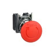 XB4BS8445 Emergency stop switching off, Harmony XB4, metal, red mushroom, 40mm, 22mm, trigger latching turn to release, 1NO+1NC