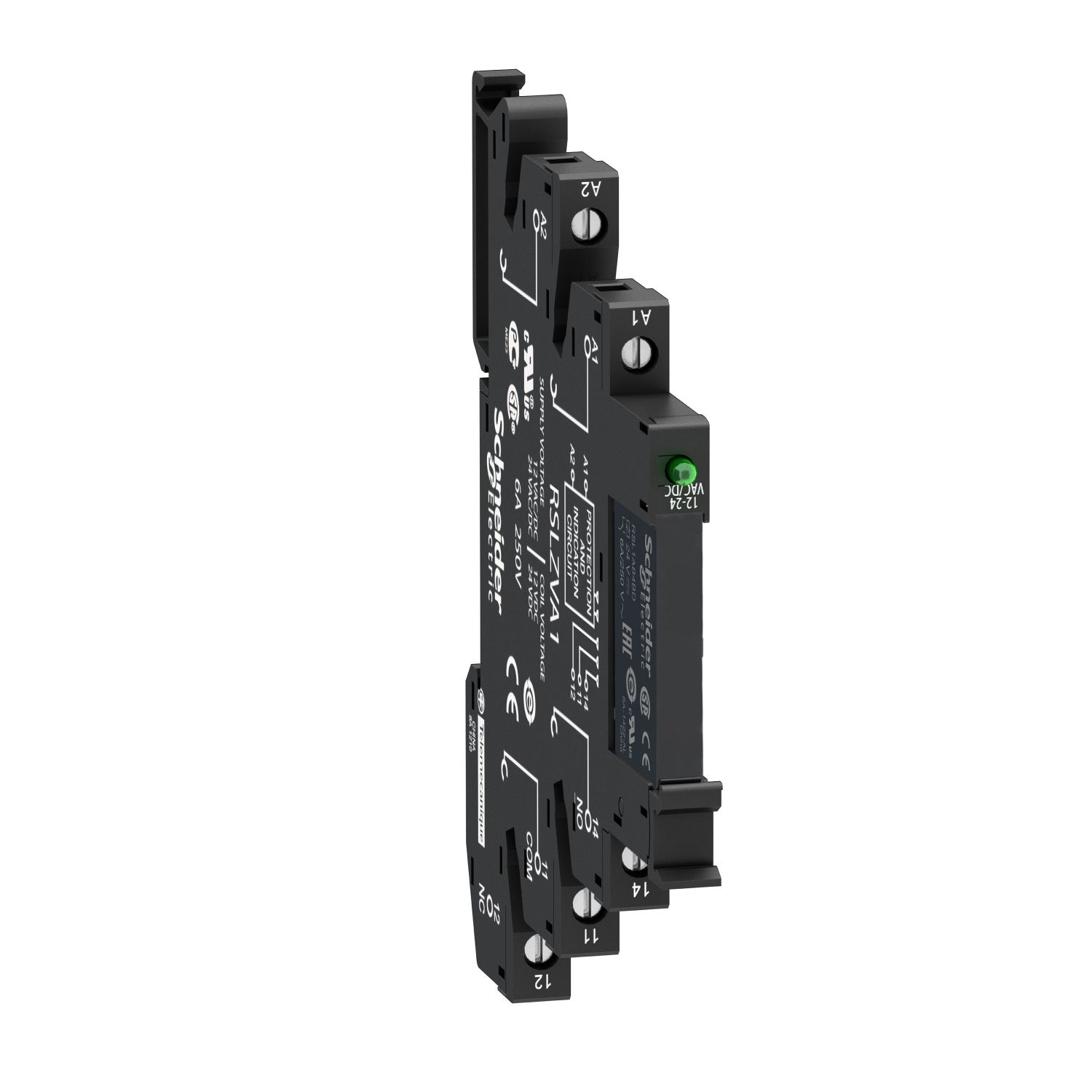 RSL1PVFU slim interface relay, Harmony Electromechanical Relays,  pre assembled, 6A, 1CO, with LED, screw connec to rs, 110V AC/DC