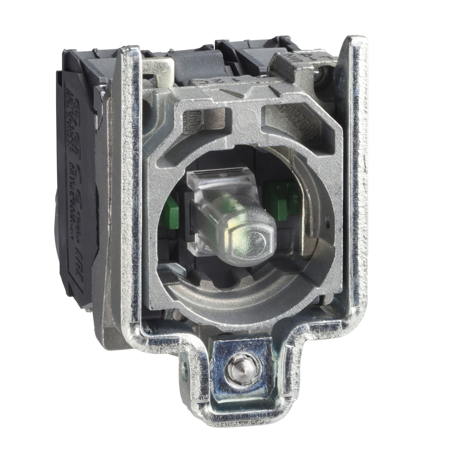 ZB4BW0M35 green light block with body/fixing collar with integral LED 230...240V 1NO+1NC