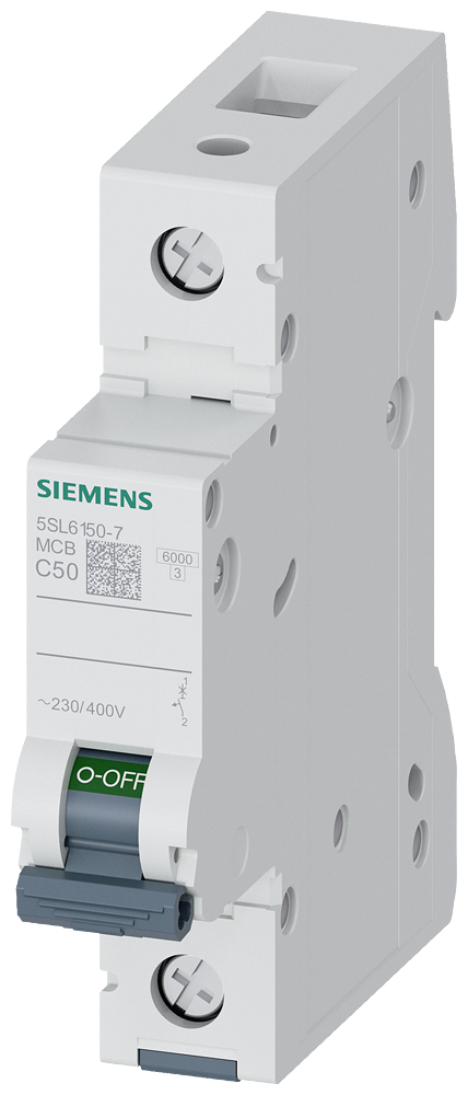 Siemens 5SL6150-7 Miniature circuit breaker 230/400 V 6kA, 1-pole, C, 50 A