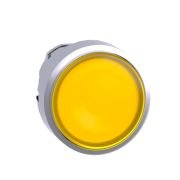 ZB4BW383 Head for illuminated push button, Harmony XB4, metal, metal, yellow, 22mm, universal LED, spring return, plain lens