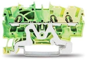 WAGO 2002-1307 3-conductor ground terminal block; 2.5 mm²; suitable for Ex e II applications; side and center marking; for DIN-rail 35 x 15 and 35 x 7.5; Push-in CAGE CLAMP®; 2,50 mm²; green-yellow