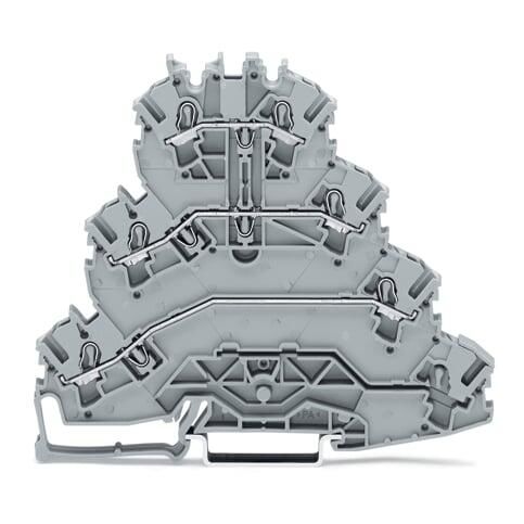 WAGO 2002-4101 Quadruple-deck rail-mounted terminal block; Rail-mounted terminal block for electric motor wiring; L1 - L2 - L3; without marker carrier; suitable for Ex e II applications; for DIN-rail 35 x 15 and 35 x 7.5; 2.5 mm²; Push-in CAGE CLAMP®; 2,5