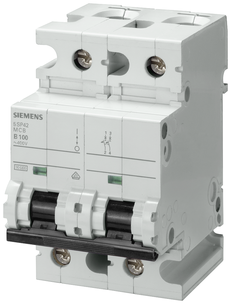 Siemens 5SP4291-7 Miniature circuit breaker 400 V 10kA, 2-pole, C, 100 A, D=70 mm