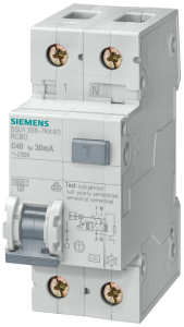 Siemens 5SU1353-1KK25 RCBO, 4.5 kA, 1P+N, Type AC, 30 mA, C-Char, In: 25 A, Un AC: 230 V