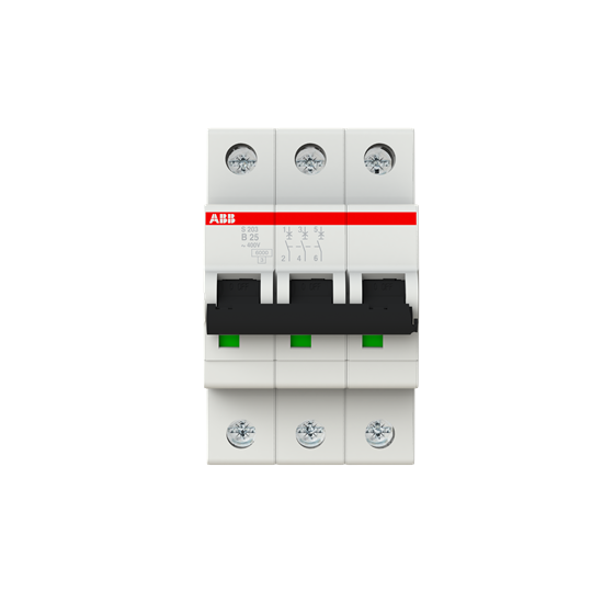 ABB 2CDS253001R0255 S203-B25 Miniature Circuit Breaker - 3P - B - 25 A