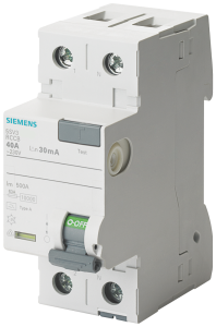 Siemens 5SV3612-6 Residual current operated circuit breaker, 2-pole, type A, In: 25 A, 300 mA, Un AC: 230 V