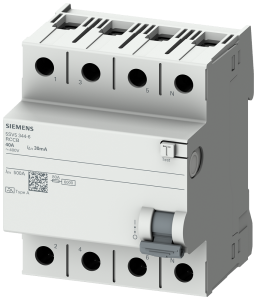 Siemens 5SV5642-6 Residual current operated circuit breaker, 4-pole, Type A, In: 25A, 300mA, Un AC: 400V Residential