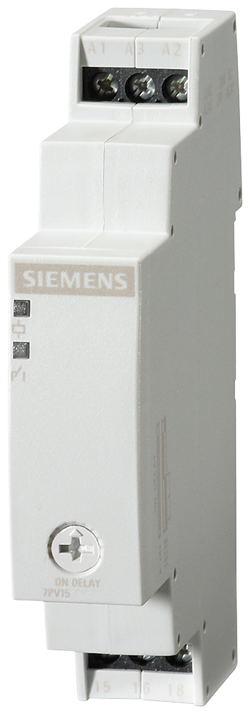 Siemens 7PV1513-1AP30 Timing relay, electronic ON delay 1 change-over contact, 1 time range 5...100 s 24 V/230 V AC and 24 V DC with LED, Screw terminal