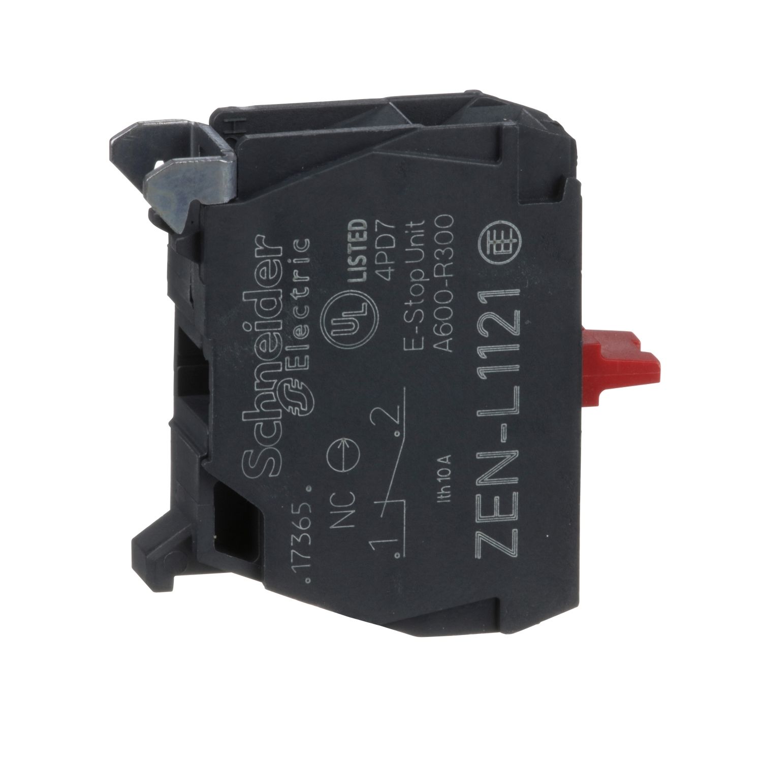 ZENL1121 Single contact block, Harmony XALD, XALK, silver alloy, rear mounting, screw clamp terminal, 1NC
