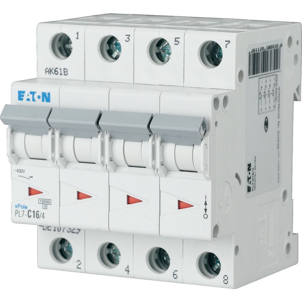 EATON 165172 PL7-C1/4 - Miniature circuit breaker (MCB), 1 A, 4p, characteristic: C