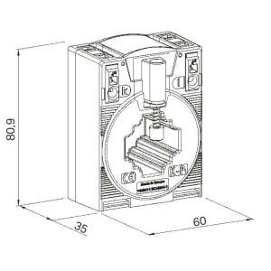 WAGO 855-305/060-101 Plug-in current transformer; Primary rated current: 60 A; Secondary rated current: 5 A; Rated power: 1.25 VA; Accuracy class: 1