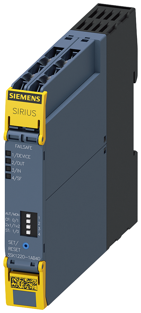 Siemens 3SK1220-1AB40 SIRIUS safety relay Input expansion Advanced Input expansion for an additional 2-channel or two 1-channel sensors Us = 24 V DC screw terminal