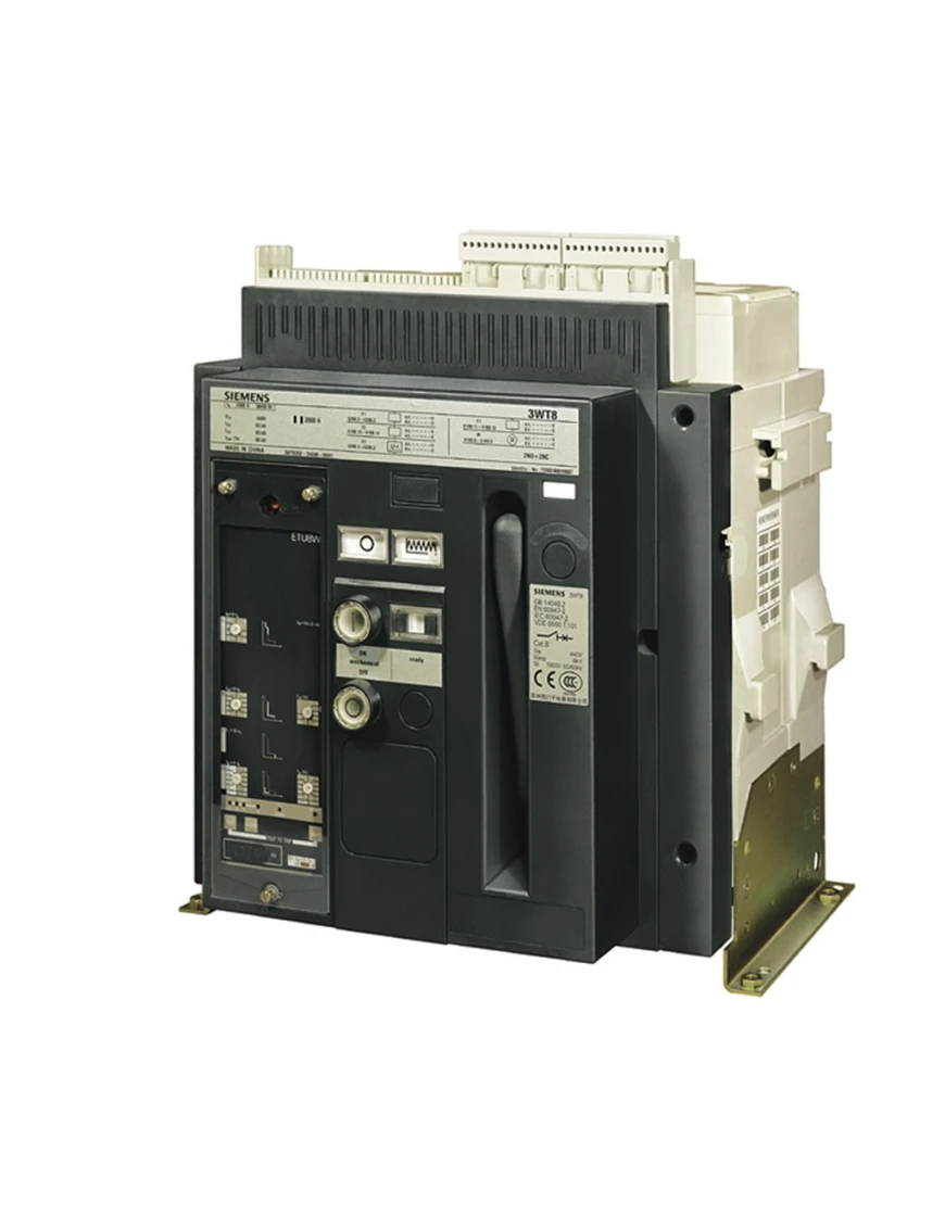 Siemens 3WT8202-5UA70-0AA2 fixed-mounted circuit breaker 3-pole, size 2 In=2000A to 500V, 50/60Hz AC Icu=66kA at 500V with mechanical lockout device with tripped signaling switch with tripped indicators Overcurrent release ETU35WT LSI Setting range accord