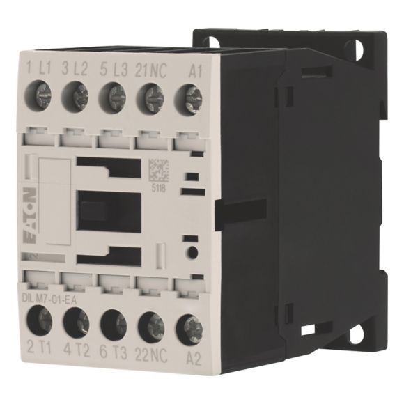 EATON 190027 DILM7-01-EA(230V50HZ,240V60HZ) - Contactor, 3 pole, 380 V 400 V 3 kW, 1 NC, 230 V 50 Hz, 240 V 60 Hz, AC operation, Screw terminals