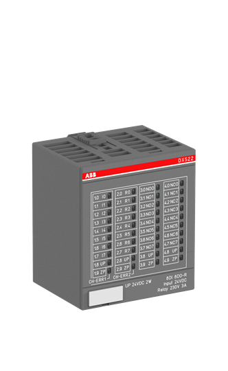 ABB 1SAP245200R0001 Digital input/output module. 8 DI: 24VDC. 8 DO relay: 230VAC 3A (DX522)