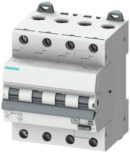 Siemens 5SU1346-7FP20 RCBO, 6 kA, 4P Type A, 30 mA, C-Char, In: 20A Un: 400V Energy limiting class 1: check for normative use limitations