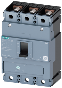 Siemens 3VM1220-3EE32-0AA0 circuit breaker 3VM1 IEC frame 250 breaking capacity class N Icu=25kA @ 415V 3-pole, line protection TM220, ATFM, In=200A overload protection Ir=140A...200A short-circuit protection Ii=10 x In nut keeper kit